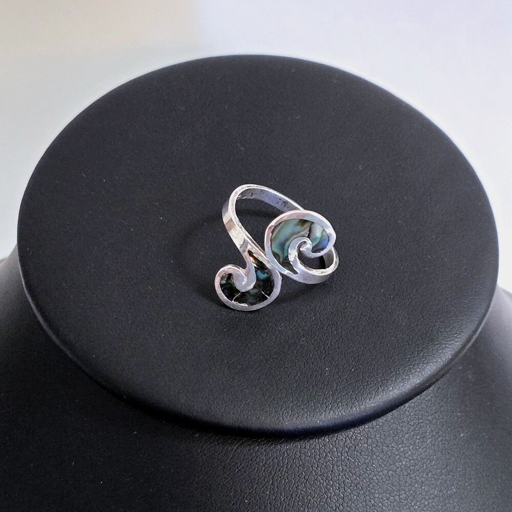 Vtg Zuni Sterling Silver Ring Turquoise Inlay Flush Sz 6.25 MexicoJN Taxco READ